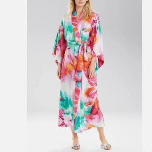 Natori Private Luxuries Paraiso Robe Womens Size Large Pink White‎ Floral
Belted